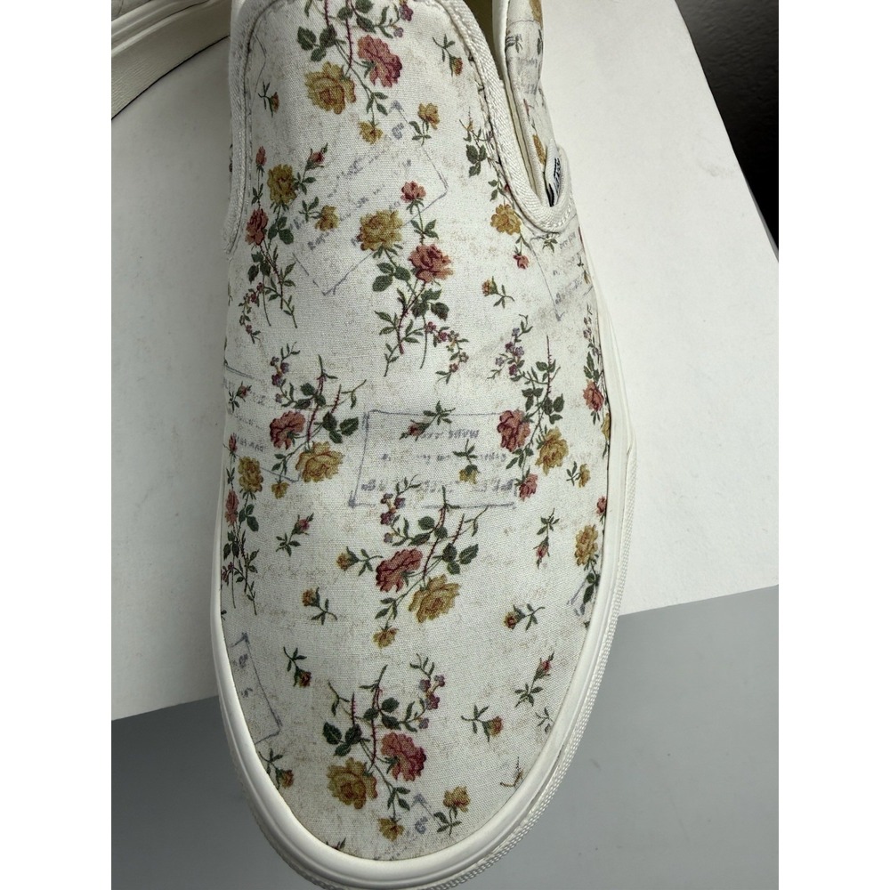 Vans Floral Marshmallow Slip On Canvas Sneaker Size 10 Skater Shoe Cottagecore - Picture 7 of 11